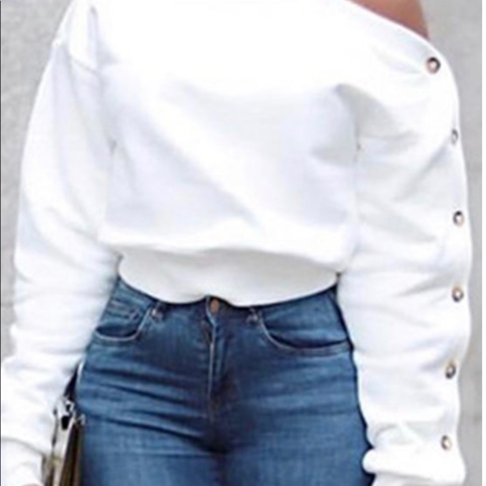 White Off-the-shoulder Sweater